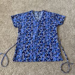 Women’s Blue Floral Scrub Top