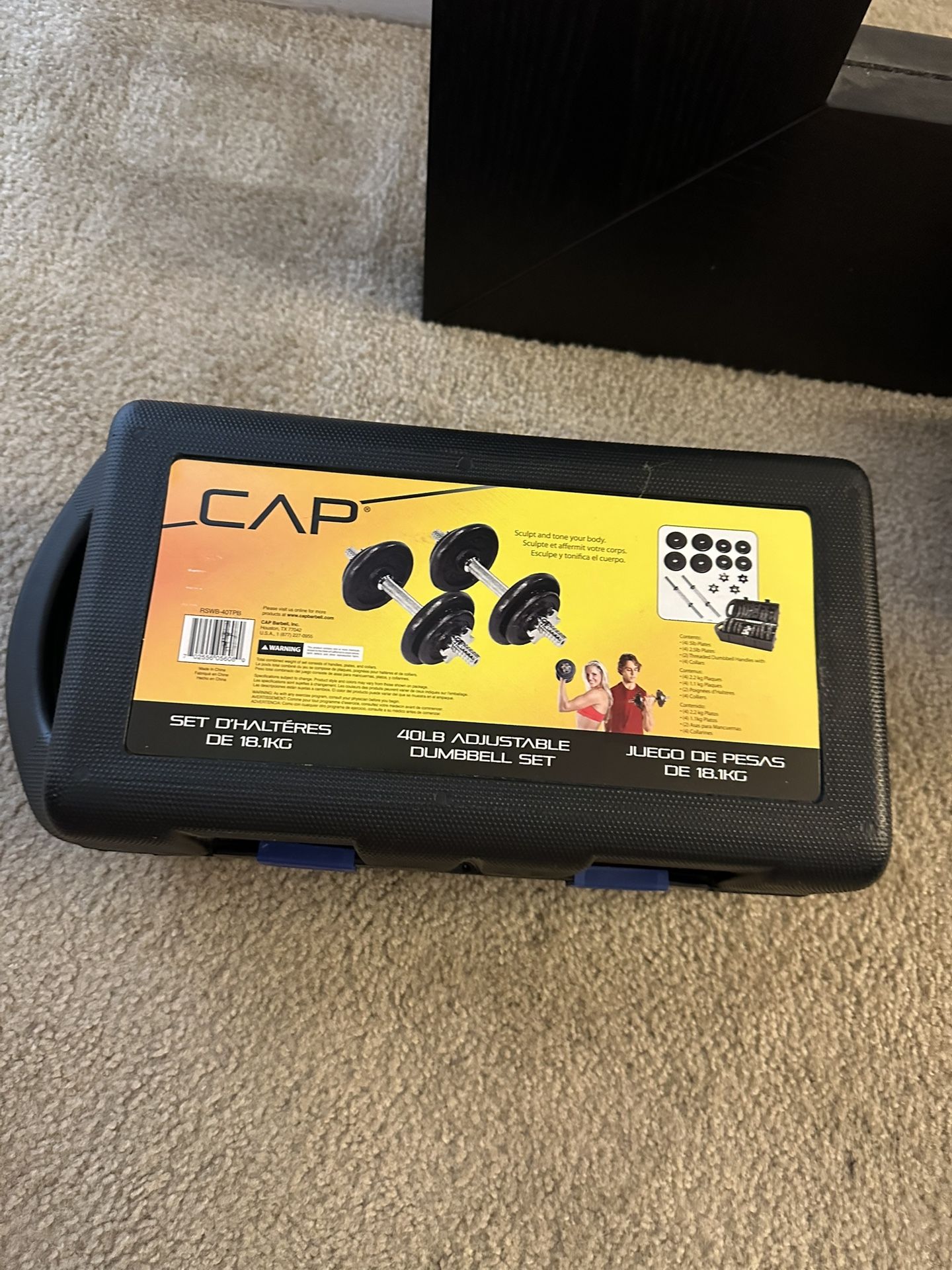 CAP 40 lb. Adjustable Dumbbell Set in case. Two Sets.