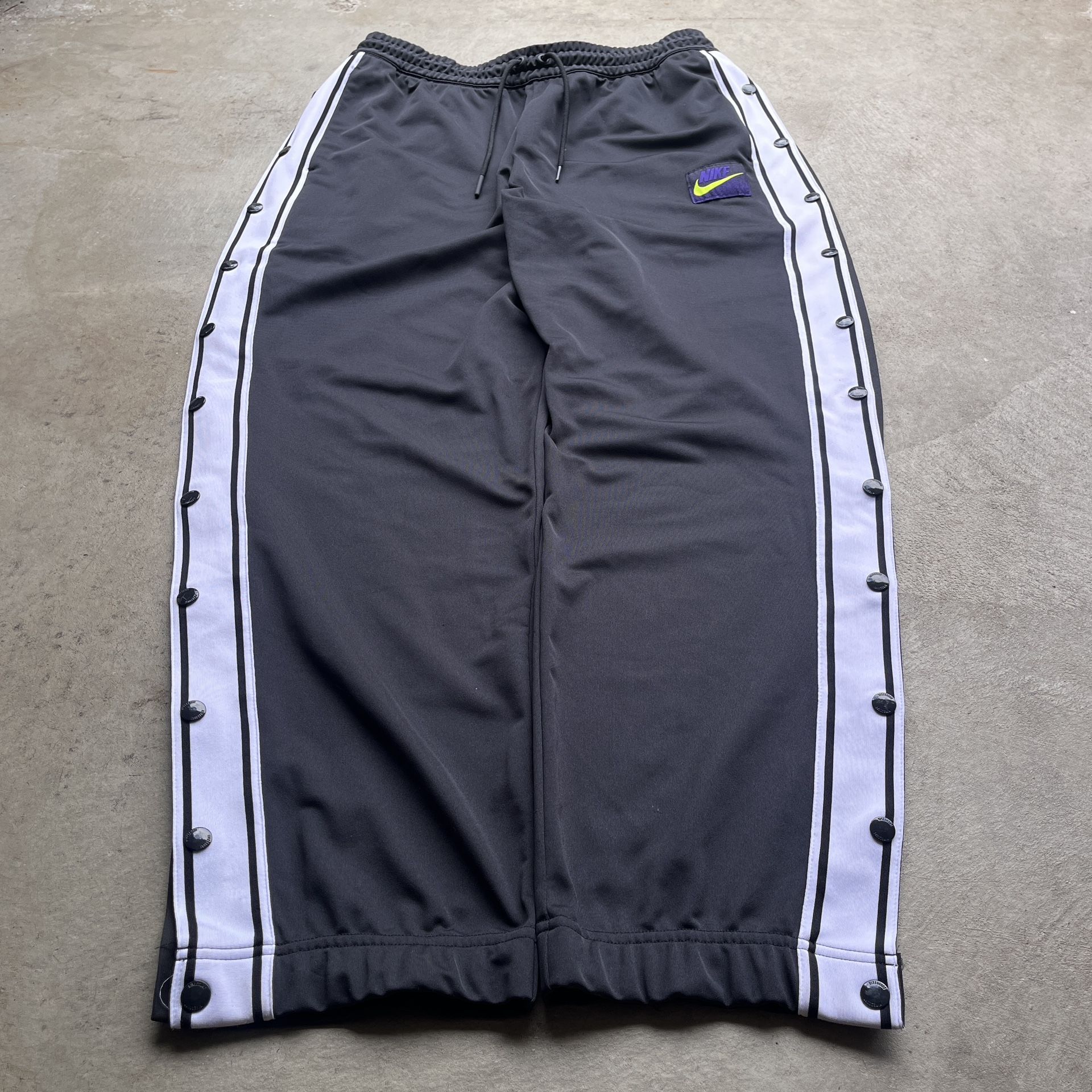 Vintage Nike Baggy Black White Snap-On Sweatpants
