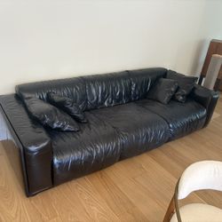 Giopagani Italian Black leather Sofa 3-seater Deep