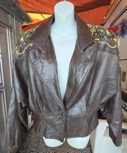 Cache Embroidery and Bead Accented Leather Jacket