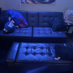 Black Leather Couch With Leather Ottoman 