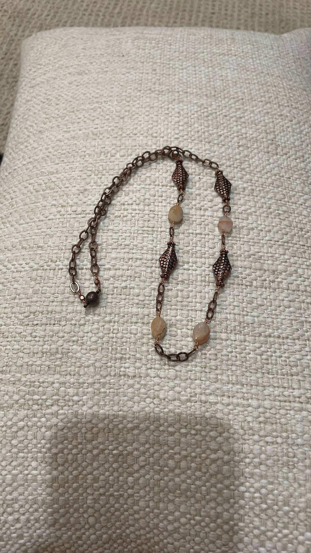 ❤️necklace, Pink Peruvian, Opal Beads, And Copper Beads❤️