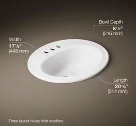 Kohler Bathroom Sink Bowl 20.3”x17.5”