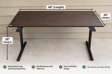 Wood-Top Desk with Metal Legs 48x24