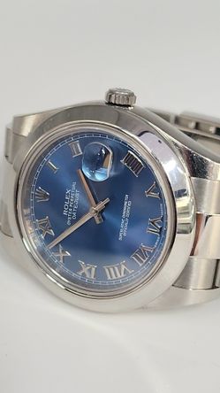 Rolex 41 MM Sky Blue Dial oyster perpetual date just stainless steel watch Model # 116334