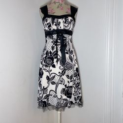 Black and White Floral Formal Dress