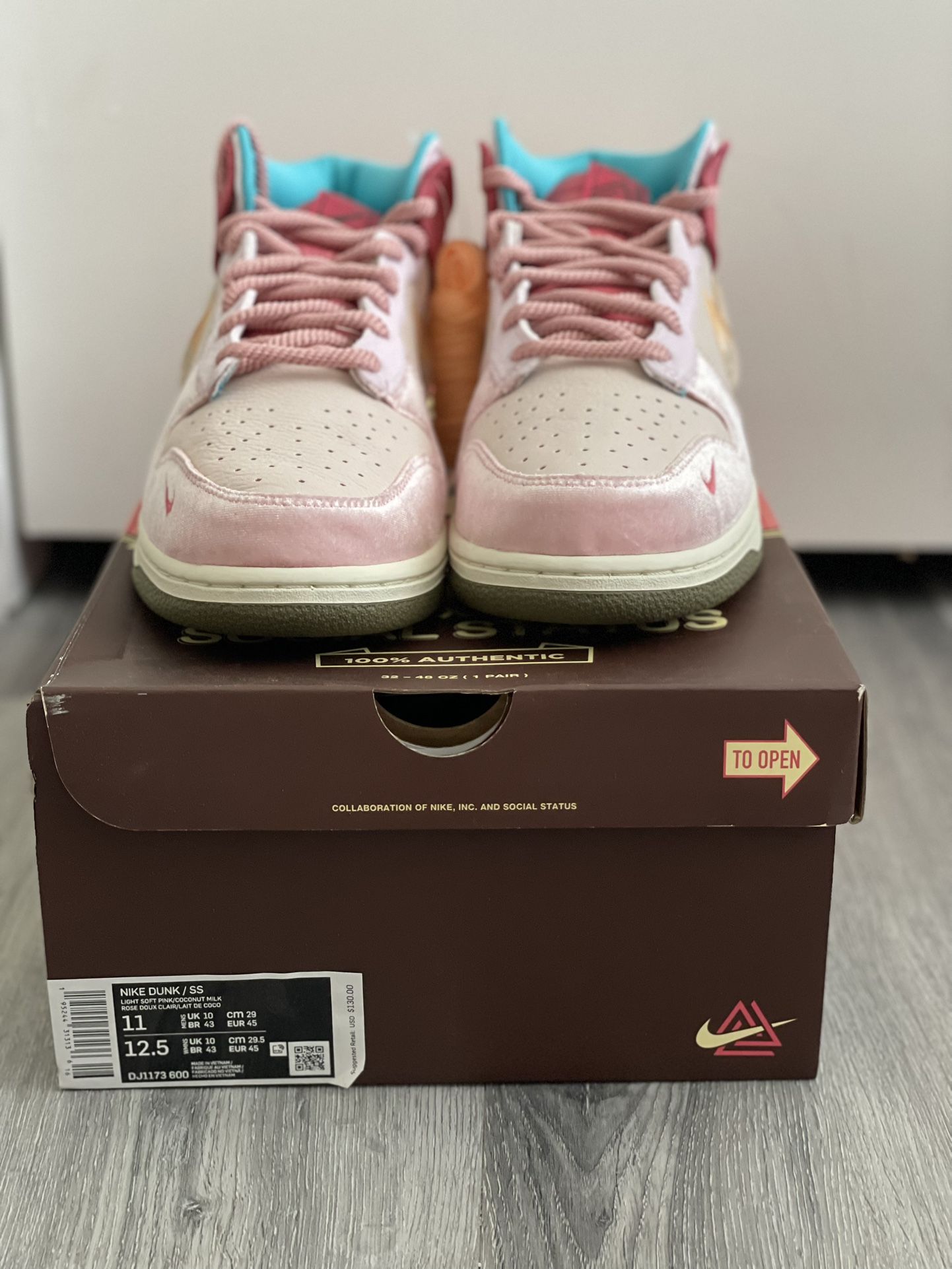 Nike Social Status Dunk Mid Free Lunch Strawberry Milk Size 11