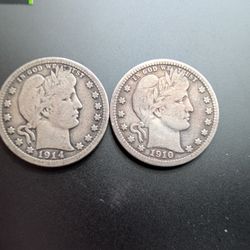 2x Mid Grade Barber Silver Coins
