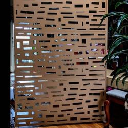 New Brown Dovelina Metal Decorative Outdoor Privacy Screen, 72" H x 47" W