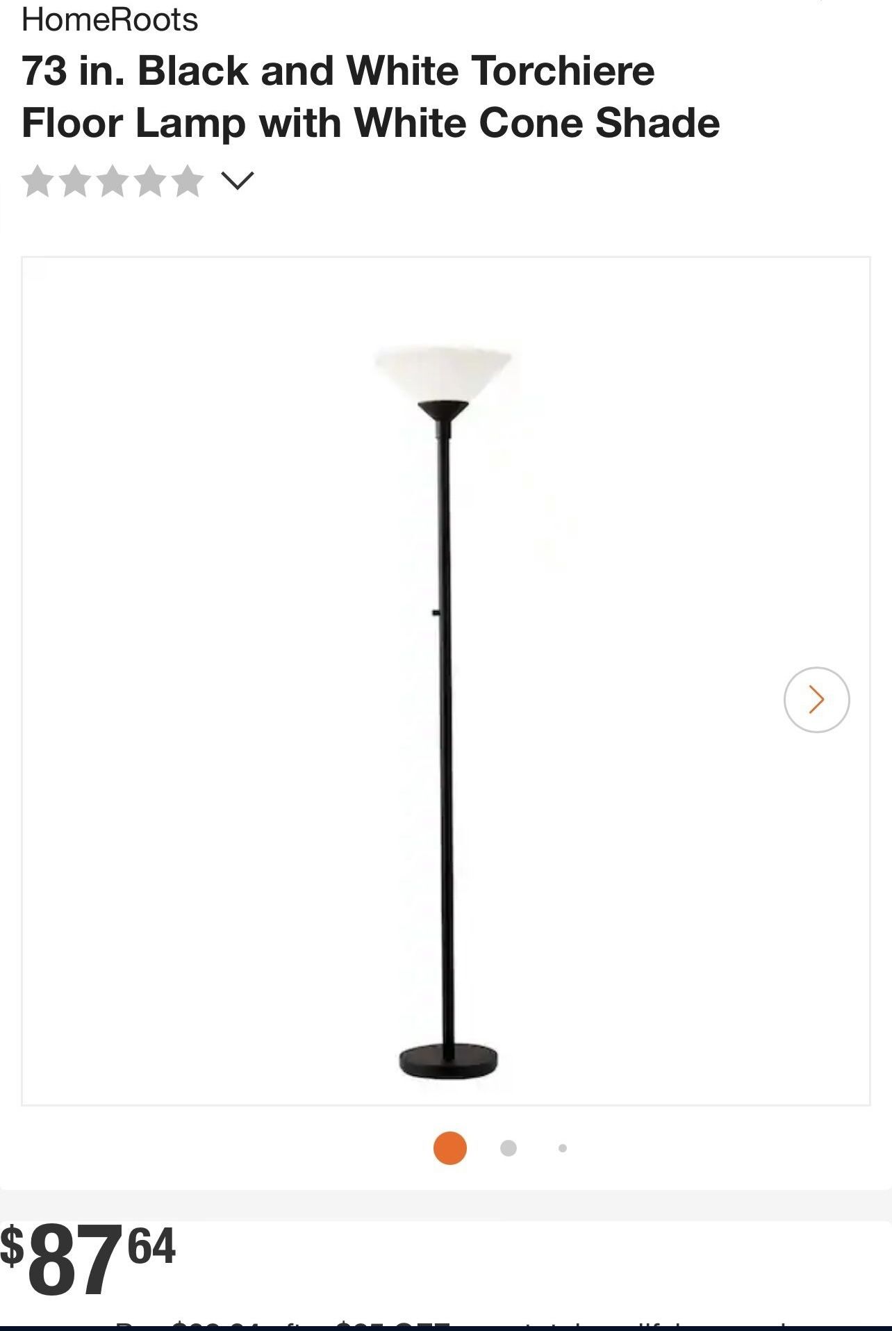 Like New Floor Lamp with Glass Shade - Sturdy Black Floor Lamp With Two Bulbs-bedroom, Living Room Lamp