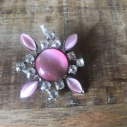 Vintage Mcm Pink Crystal Brooch 