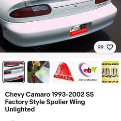 Chevy Camaro 1(contact info removed) SS Factory Style Spolier Wing Unlighted