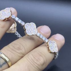 Clover Moissanite 925 silver Bracelet 