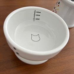 Necoichi Ceramic Elevated Cat Water Bowl, Cat Paw Print, Raised, 12.2-oz