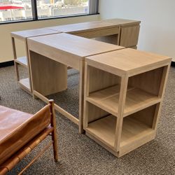 Pottery Barn Pacific Desk, 2 Pieces, Cabinet & Bookshelves PRISTINE