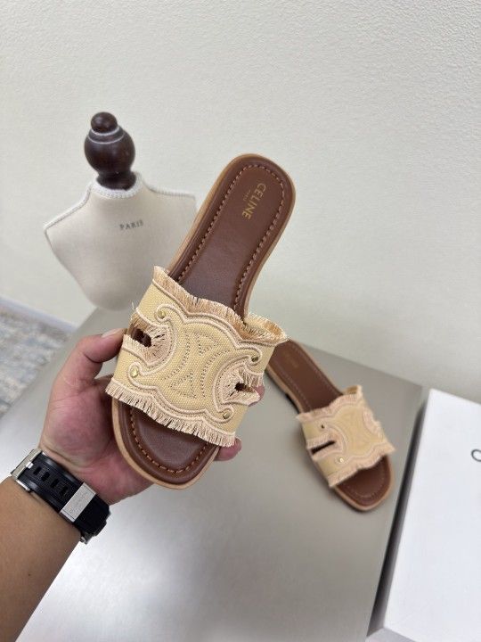 Beige Celine slippers