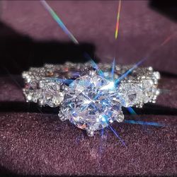 Moissanite Diamond Engagement Ring 