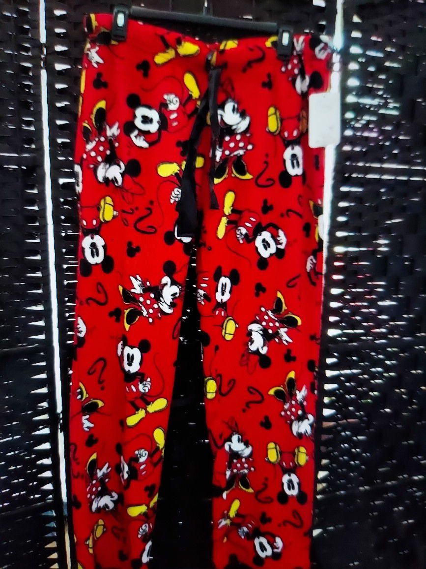 NWT Disney Mickey & Minnie Mouse Fleece Pajama Pants Women's L