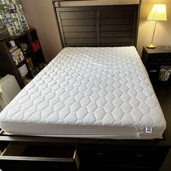 Full Size Bed With Nightstand And A Mattress 