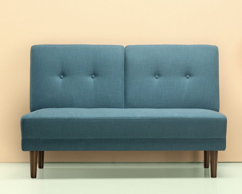 Zinus Juan Mid-Century 51 Inch Armless Sofa Couch/Loveseat, Turquoise