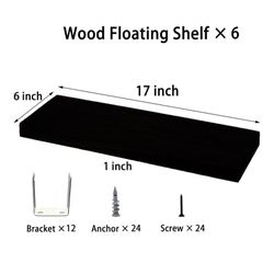 Lot Of 4 Black Floating Shelves. NEW In Box