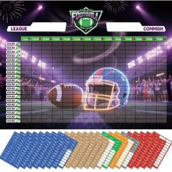 Fantasy Football Draft Board 2025-2026 Season – Include 682 Top Ranking Players 14 Teams 20 Rounds Premium Color Edition