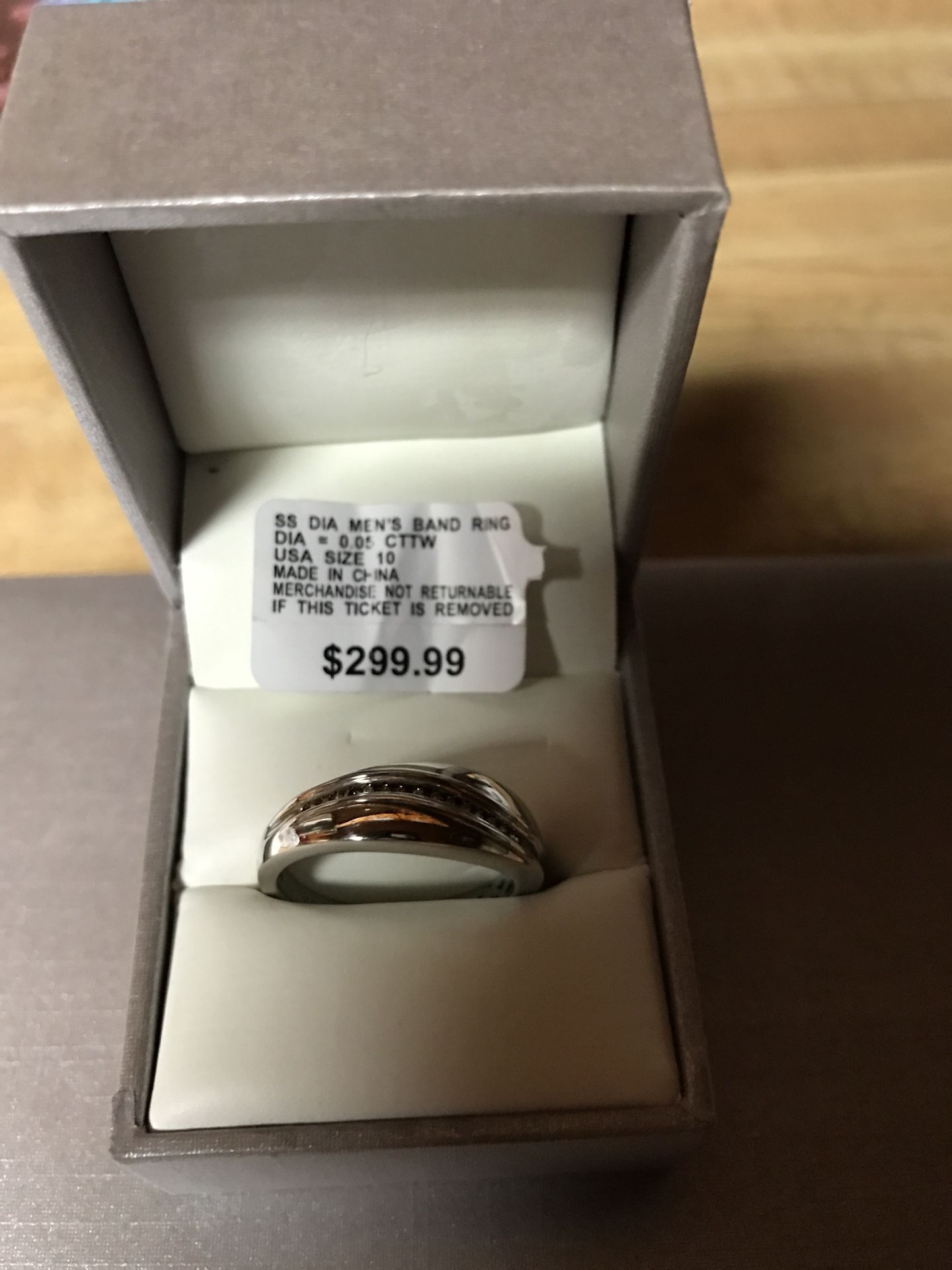 Mens Sterling Silver, diamond band ring