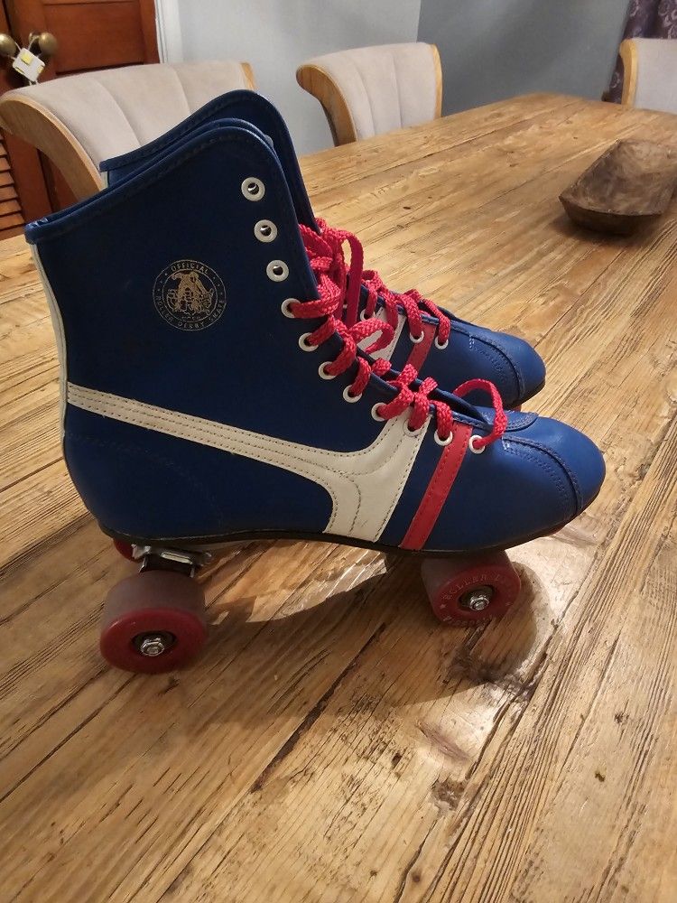 VERY NICE VINTAGE FIREBALL ROLLER DERBY ROLLER SKATES 1970S GREAT CONDITION BARLEY USED (SIZE 8)