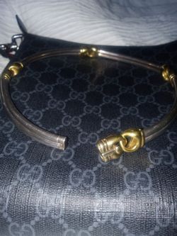 UNO A  ERRE 925 GOLD INLAY CHOKER NECKLACE VINTAGE RARE