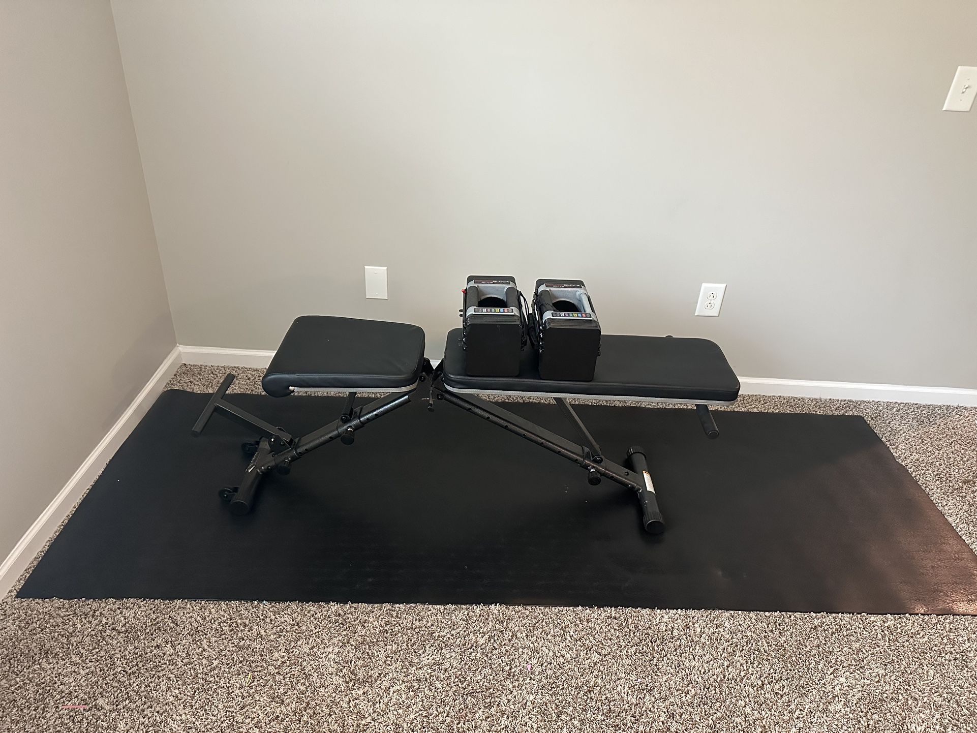 Adjustable Dumbbells, Weight Bench And May