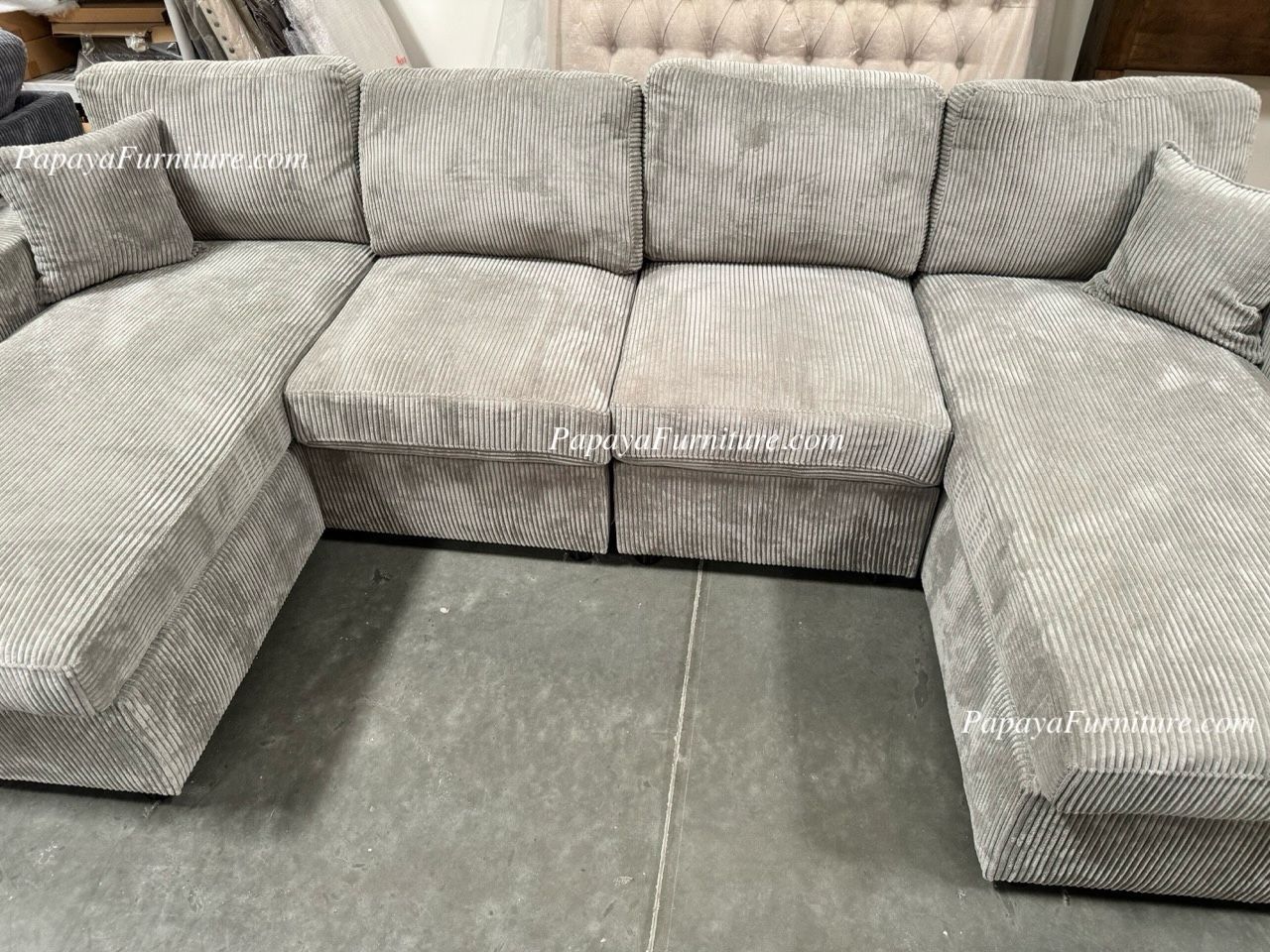 New 120” Large U Shape Couch TWO Chaise Grey