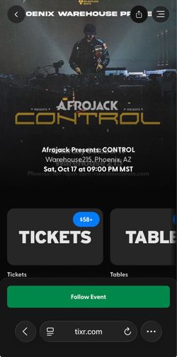 Afrojack tickets, Phoenix Warehouse215