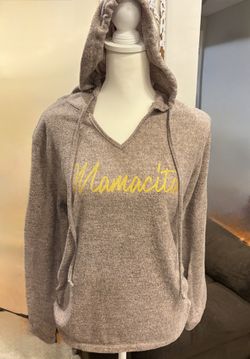 Violet & Ruby Cozy Taupe Hooded Maternity Sweatshirt Size Large