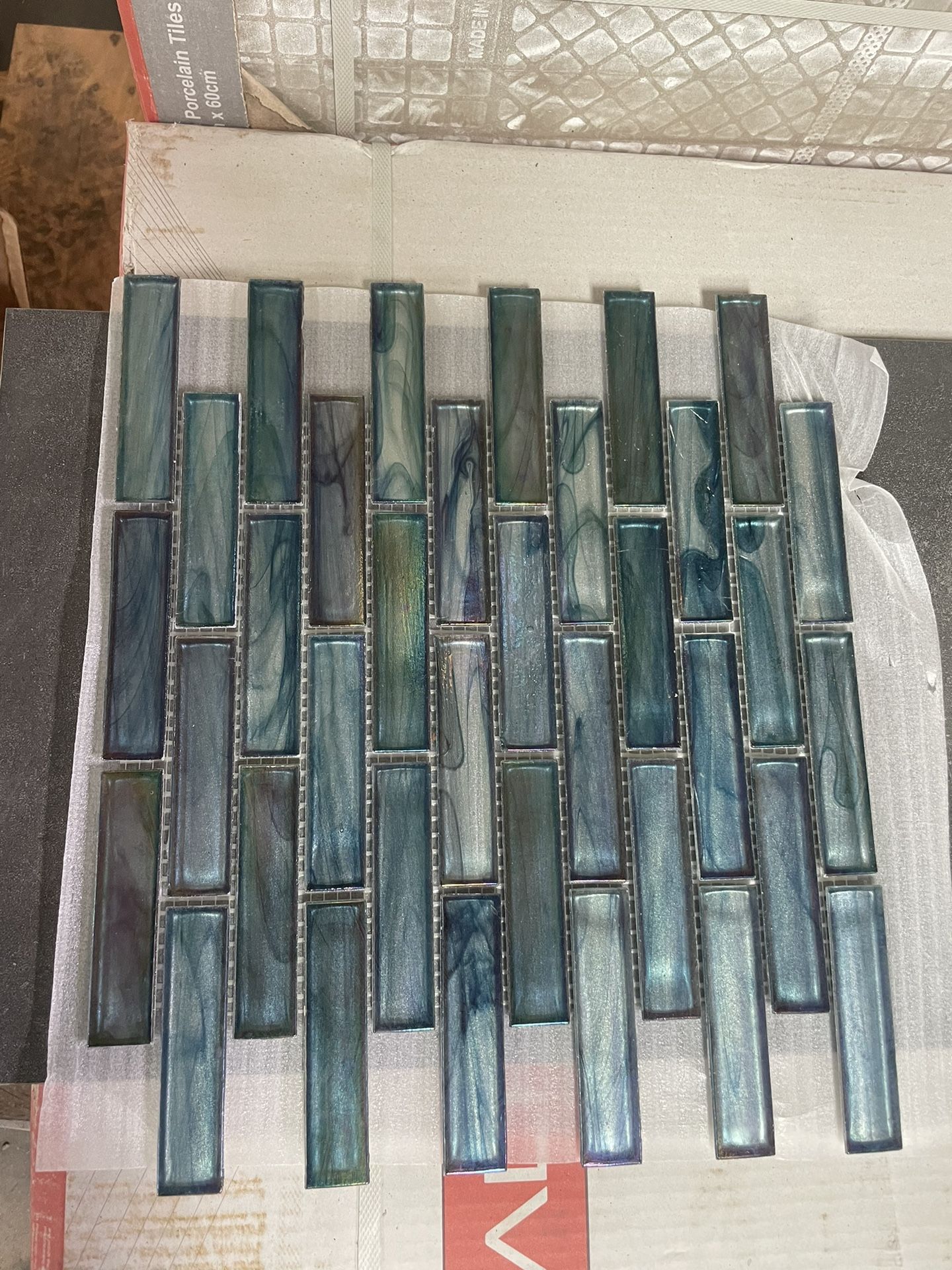 Clearance Pool Tile Glass Tile  1 x 4” water feature -spas fountain -kitchen backsplash, and shower walls. This glass mosaic tile  Hablamos Español 
