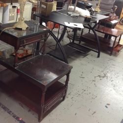 Genuine Mahogany Step Back End Tables For Sale
