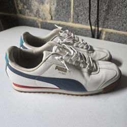Puma Roma Men’s Sneakers – White/Blue – Size 10.5 – Classic Retro Style