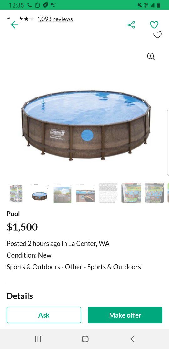 Photo  ITS GOING TO BE HOT THIS WEEK!18ft Round Swimming Pool. Coleman 18ft $825