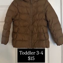 UniQlo Toddler Puffer Jacket Brown 3/4