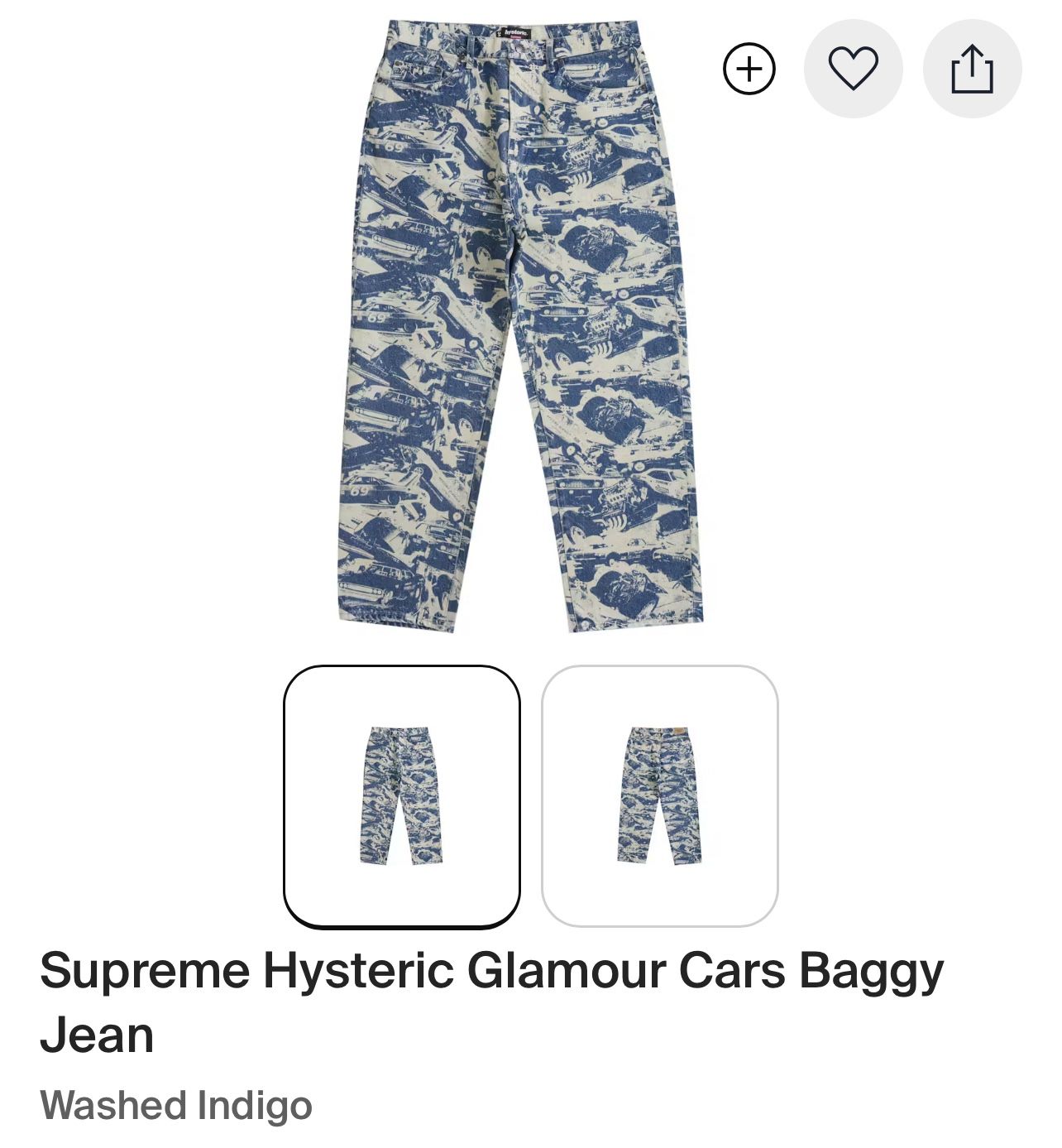 Supreme Hysteric Glamour Cars Baggy Jean