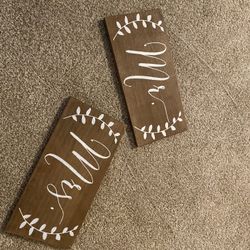 Wooden Mr. and Mrs. Signs 