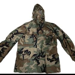 Vintage US Navy Woodland Camouflage Field Jacket No Liner Size Small Long