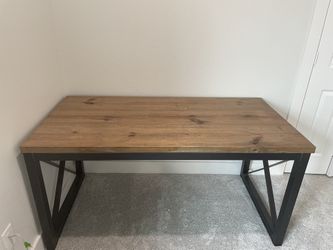 Solid Wood Desk With Steel Frame