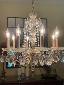 Vintage  Crystal/Brass Chandelier