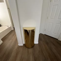 Vintage 1980s Hollywood Regency Style, Half Moon Gold, Pedestal Column Plant Stand