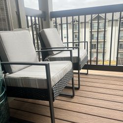 Black Wicker Chairs - Qty 2 For $50 - Includes Cushions