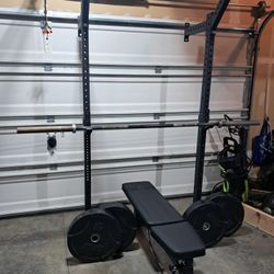 Home Gym  / Squat Rack, Olympic Weights, Barbell, Weight Bench 
