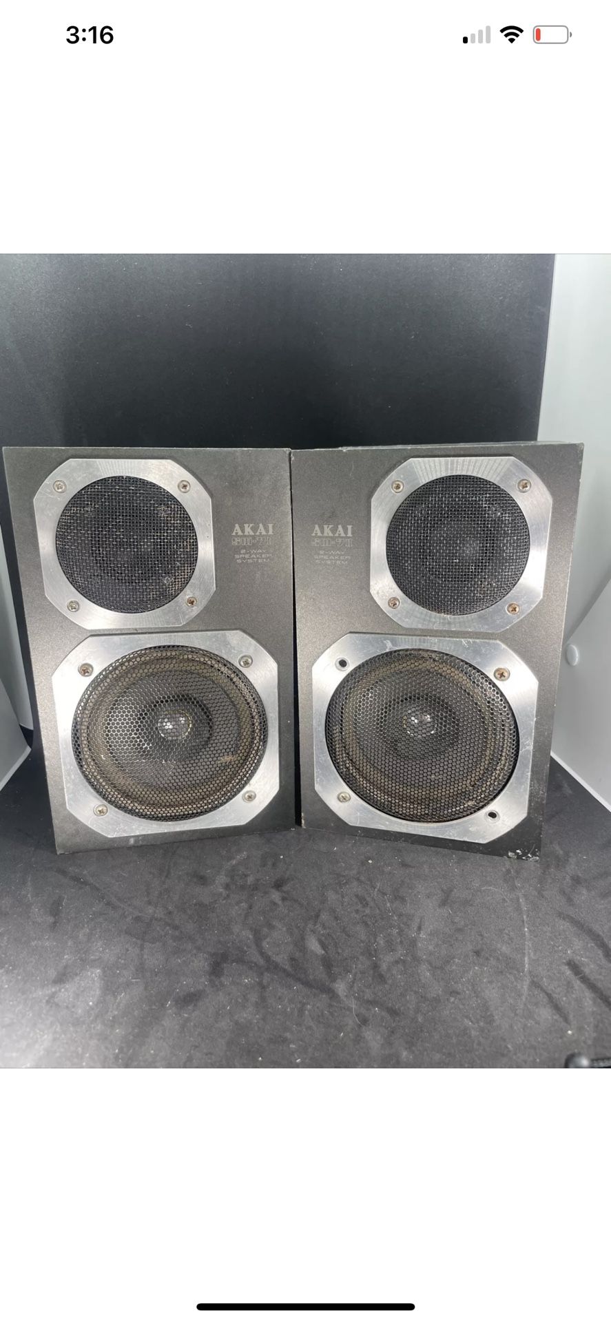 AKAI SW-7 II Speaker 2 Way System 80 Watts Vintage Working Good Look SW-7II