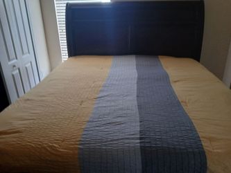 Dark Wood Sleigh Bed Frame