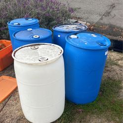 Empty Plastic 50 Gal Drums